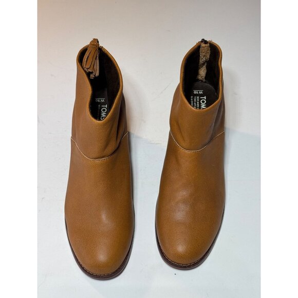 Toms Womens Size 10 Tan Ankle Boots With Tassel Zippers & 2-Inch Heels - Picture 2 of 16